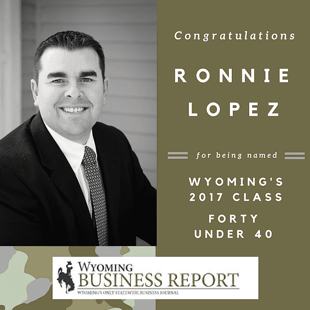 Congratulations Ronnie Lopez for being named Wyoming's 2017 class Forty Under 40